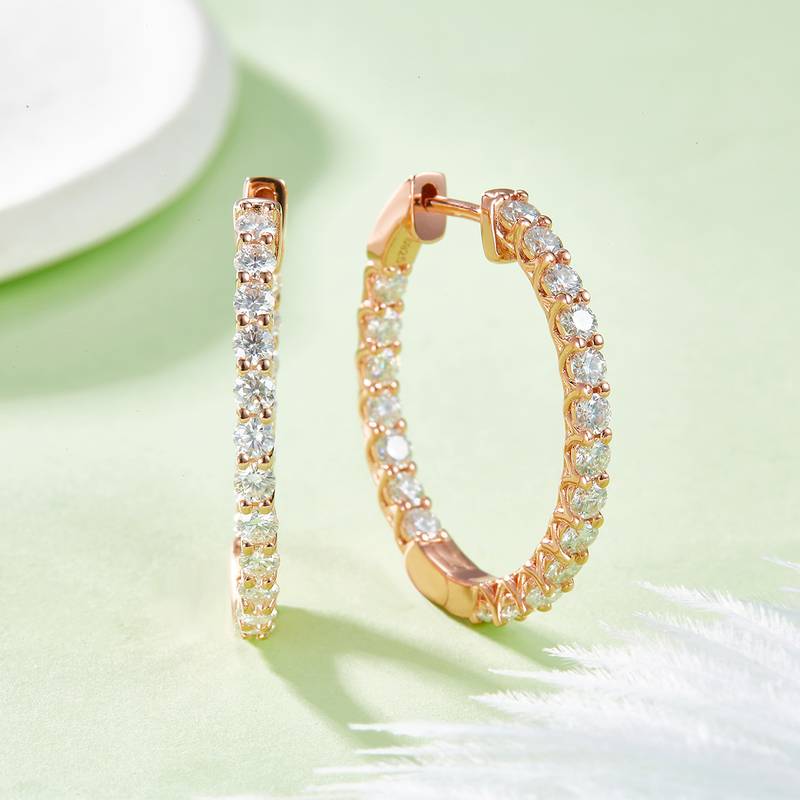 单排对半耳环S925银莫桑钻厘石D级1.8CT